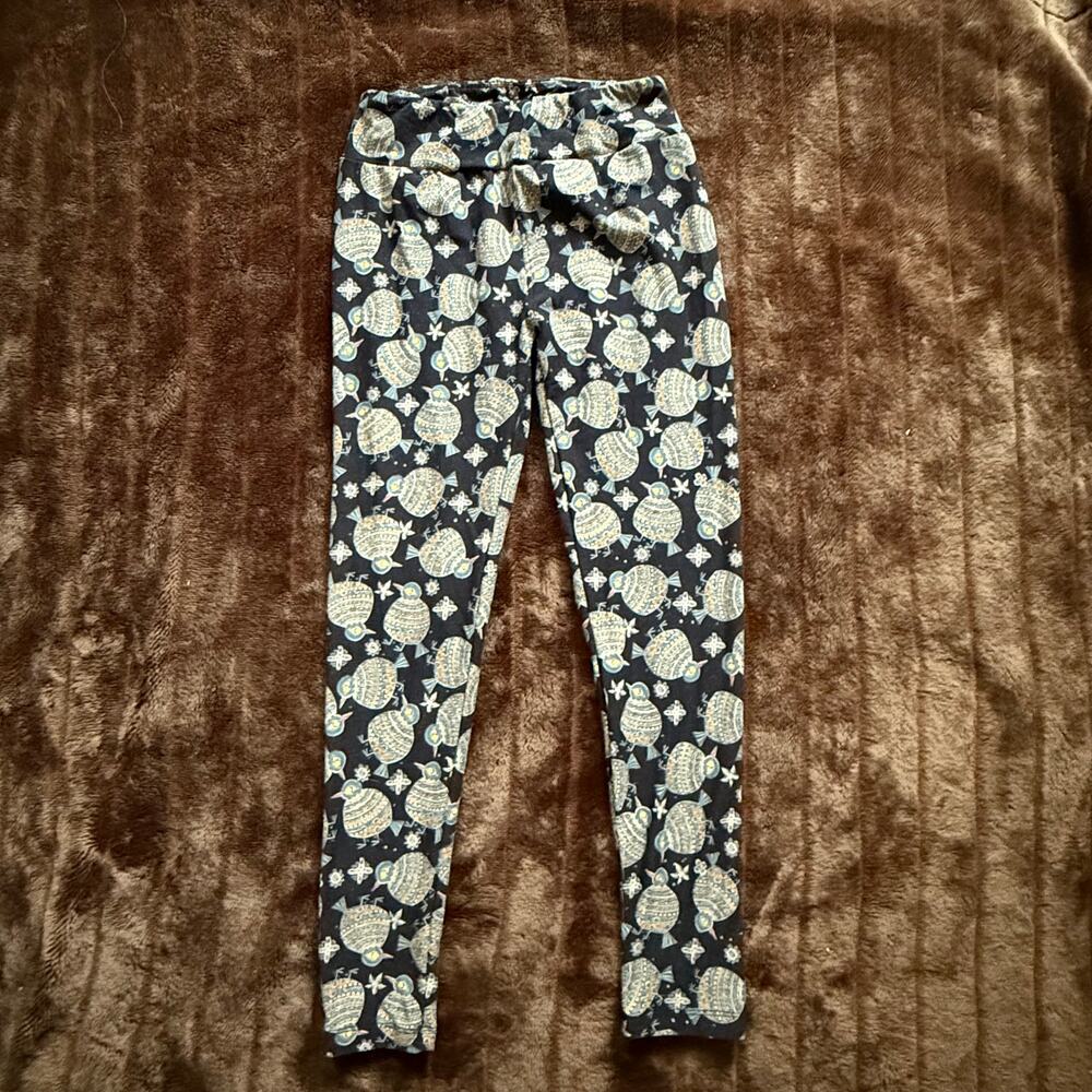 LULAROE OS Chubby Patterned Bird Print Stretch Leggings Pull-On Pants NICE!‎